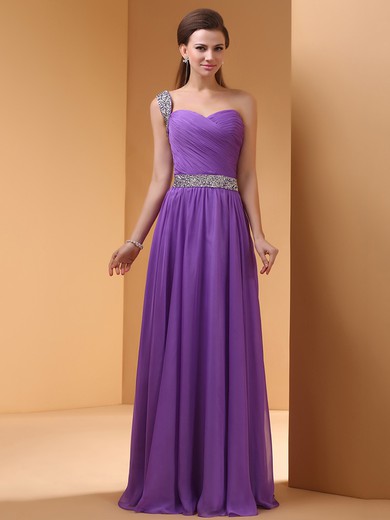Gorgeous Floor-length Chiffon with Ruffles and Sequins One Shoulder Prom Dress #JCD02060458