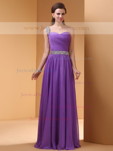 Gorgeous Floor-length Chiffon with Ruffles and Sequins One Shoulder Prom Dress #JCD02060458