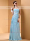 Blue Chiffon Floor-length Appliques Lace Strapless Popular Prom Dresses #JCD02014411