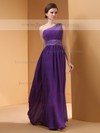 One Shoulder Purple Chiffon with Sequins Floor-length Pretty Prom Dresses #JCD02060465