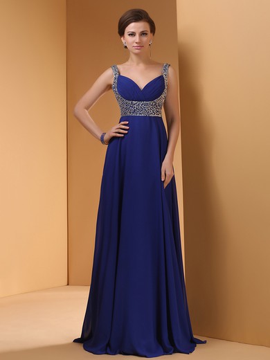 Great A-line Sweetheart Chiffon with Sequins Royal Blue Prom Dresses #JCD02023236