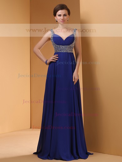 Great A-line Sweetheart Chiffon with Sequins Royal Blue Prom Dresses #JCD02023236