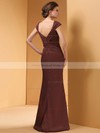 Off-the-shoulder Chiffon Sheath/Column Crystal Brooch Cap Straps Prom Dress #JCD01021303