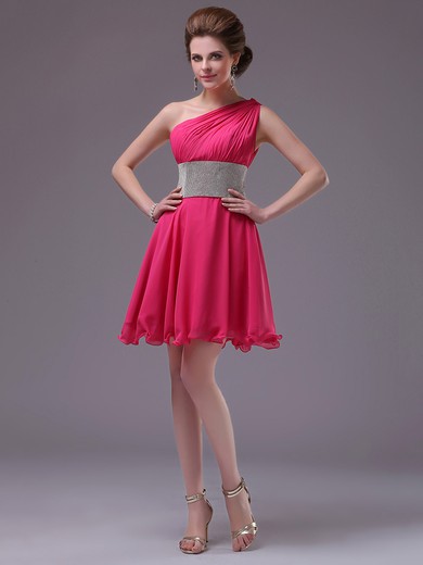 Popular One Shoulder Chiffon Sequins Short/Mini Prom Dress #JCD02013710